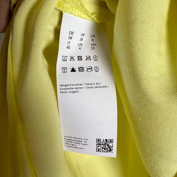 Hugo Boss Yellow Asymmetric Sharkbite Side Button Midi Skirt Size 4 - Picture 8 of 12